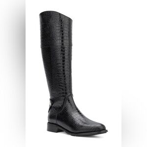 Aquatalia Nerina Croco Asymmetrical Riding Boots size 9.5 women’s new in box